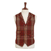 Mens Vest 44R Plaid Wool Burgundy Yellow Waistcoat Western Formal Wedding Party