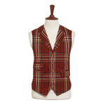 Mens Vest 44R Plaid Wool Burgundy Yellow Waistcoat Western Formal Wedding Party