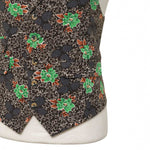 Mens Vest 44R Floral Brown Green Wool Lapel Waistcoat Formal Wedding Groom Party