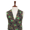 Mens Vest 44R Floral Brown Green Wool Lapel Waistcoat Formal Wedding Groom Party