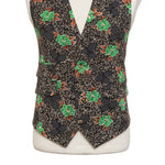 Mens Vest 44R Floral Brown Green Wool Lapel Waistcoat Formal Wedding Groom Party