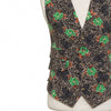 Mens Vest 44R Floral Brown Green Wool Lapel Waistcoat Formal Wedding Groom Party