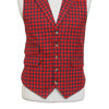 Mens Vest 44R Red Gray Check Wool Waistcoat XL Casual Formal Wedding Party Groom