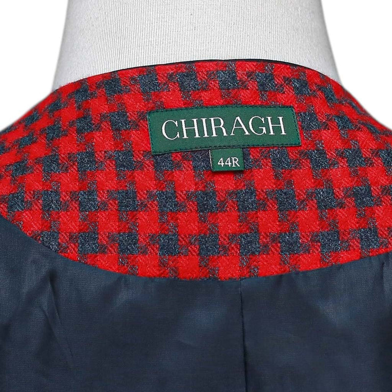 Mens Vest 44R Red Gray Check Wool Waistcoat XL Casual Formal Wedding Party Groom