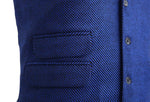 Mens Vest Suit Lapel Blue Textured Wool Dress Formal Wedding Waistcoat XL 46