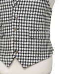 Mens Vest 44R Black White Check Wool Waistcoat Casual Formal Wedding Party Groom