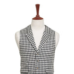 Mens Vest 44R Black White Check Wool Waistcoat Casual Formal Wedding Party Groom