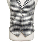 Mens Vest 44R Black White Check Wool Waistcoat Casual Formal Wedding Party Groom