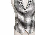 Mens Vest 44R Black White Check Wool Waistcoat Casual Formal Wedding Party Groom