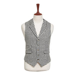 Mens Vest 44R Black White Check Wool Waistcoat Casual Formal Wedding Party Groom