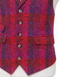 Mens Plaid Vest 44R Purple Red Wool Waistcoat XL Casual Formal Wedding Party Groom
