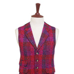 Mens Plaid Vest 44R Purple Red Wool Waistcoat XL Casual Formal Wedding Party Groom