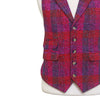 Mens Plaid Vest 44R Purple Red Wool Waistcoat XL Casual Formal Wedding Party Groom