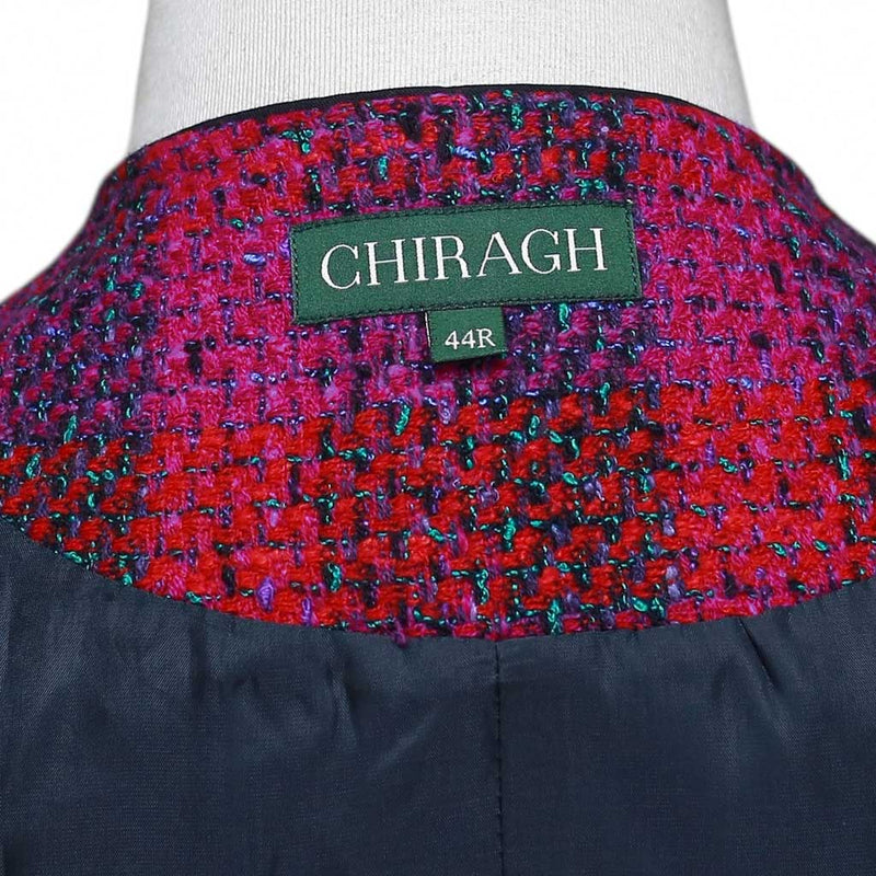 Mens Plaid Vest 44R Purple Red Wool Waistcoat XL Casual Formal Wedding Party Groom