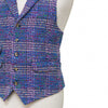 Mens Plaid Vest 44R Purple Blue Wool Waistcoat XL Casual Formal Wedding Party Groom