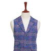 Mens Plaid Vest 44R Purple Blue Wool Waistcoat XL Casual Formal Wedding Party Groom