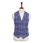 Mens Plaid Vest 44R Purple Blue Wool Waistcoat XL Casual Formal Wedding Party Groom