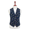 Mens Vest 44R Blue Corduroy Novelty Graphic Print Waistcoat XL Casual Formal Preppy