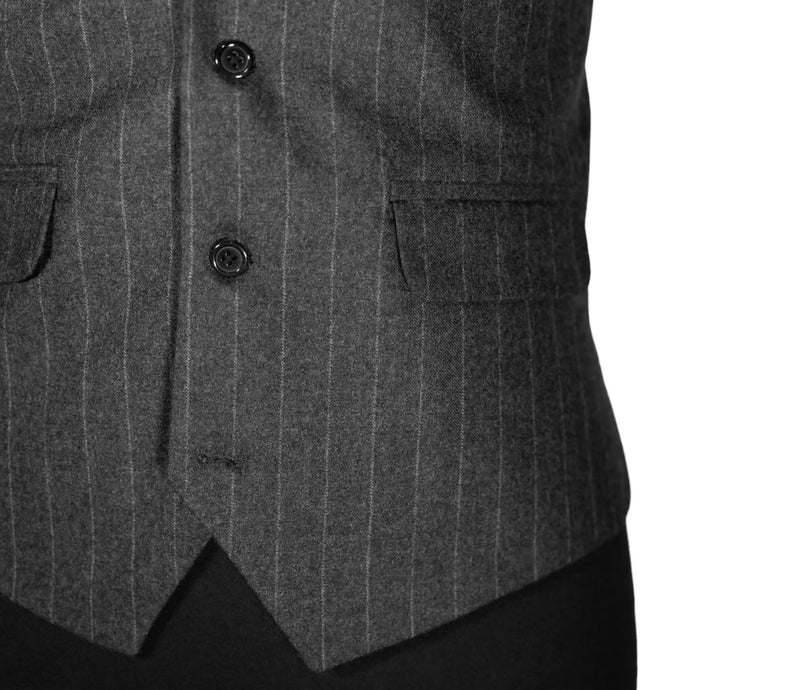 Mens Vest Gray Red Striped Wool Dress Formal Wedding Suit Lapel Waistcoat Medium