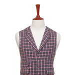 Mens Plaid Vest 44R Pink Brown Wool Waistcoat XL Casual Formal Wedding Party Groom