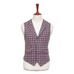 Mens Plaid Vest 44R Pink Brown Wool Waistcoat XL Casual Formal Wedding Party Groom