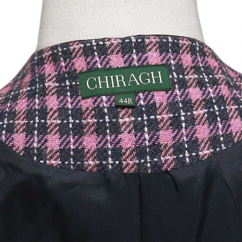 Mens Plaid Vest 44R Pink Brown Wool Waistcoat XL Casual Formal Wedding Party Groom