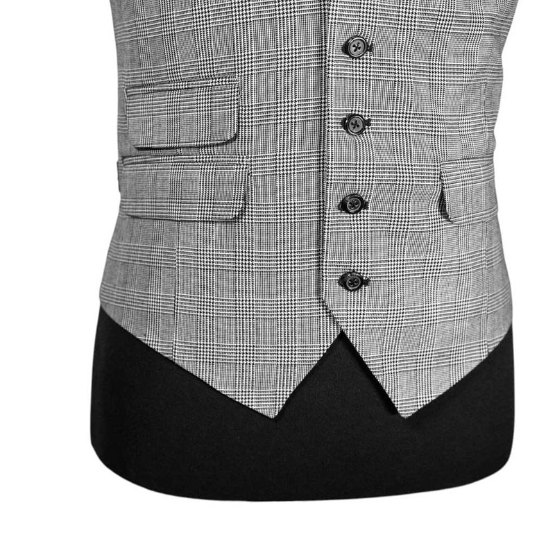 Mens Waistcoat Suit Lapel Vest 40R Gray Plaid Wool Formal Wedding Prom Party