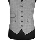 Mens Waistcoat Suit Lapel Vest 40R Gray Plaid Wool Formal Wedding Prom Party