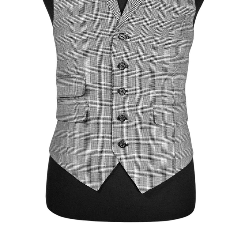 Mens Waistcoat Suit Lapel Vest 40R Gray Plaid Wool Formal Wedding Prom Party
