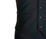 Men Vest Green Red Striped Wool Dress Formal Wedding Suit Lapel Waistcoat Medium