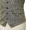 Mens Floral Vest 44R Beige Blue Jacquard Waistcoat Formal Wedding Groom Party