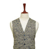 Mens Floral Vest 44R Beige Blue Jacquard Waistcoat Formal Wedding Groom Party