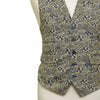Mens Floral Vest 44R Beige Blue Jacquard Waistcoat Formal Wedding Groom Party