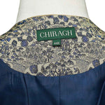 Mens Floral Vest 44R Beige Blue Jacquard Waistcoat Formal Wedding Groom Party