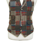 Mens Vest 44R Patchwork Wool Plaid Waistcoat Western Casual Preppy Wedding Party