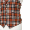 Mens Vest 44R Plaid Wool Orange Beige Waistcoat XL Western Casual Preppy Wedding