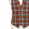 Mens Vest 44R Plaid Wool Orange Beige Waistcoat XL Western Casual Preppy Wedding