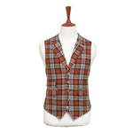 Mens Vest 44R Plaid Wool Orange Beige Waistcoat XL Western Casual Preppy Wedding