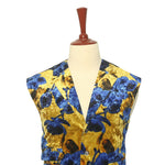 Mens Vest Blue Striped Red Wool Dress Formal Wedding Suit Lapel Waistcoat Medium