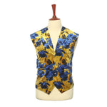 Mens Vest Blue Striped Red Wool Dress Formal Wedding Suit Lapel Waistcoat Medium