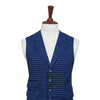 Mens Vest 44R Blue Check Wool Lapel Waistcoat XL Formal Wedding Groom Party