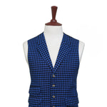 Mens Vest 44R Blue Check Wool Lapel Waistcoat XL Formal Wedding Groom Party