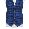 Mens Vest 44R Blue Check Wool Lapel Waistcoat XL Formal Wedding Groom Party