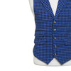 Mens Vest 44R Blue Check Wool Lapel Waistcoat XL Formal Wedding Groom Party