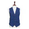 Mens Vest 44R Blue Check Wool Lapel Waistcoat XL Formal Wedding Groom Party