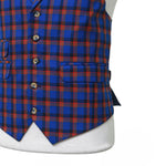 Mens Plaid Vest 44R Wool Blue Orange Waistcoat XL Formal Wedding Groom Party