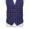 Mens Plaid Vest 44R Wool Blue Orange Waistcoat XL Formal Wedding Groom Party