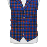 Mens Plaid Vest 44R Wool Blue Orange Waistcoat XL Formal Wedding Groom Party