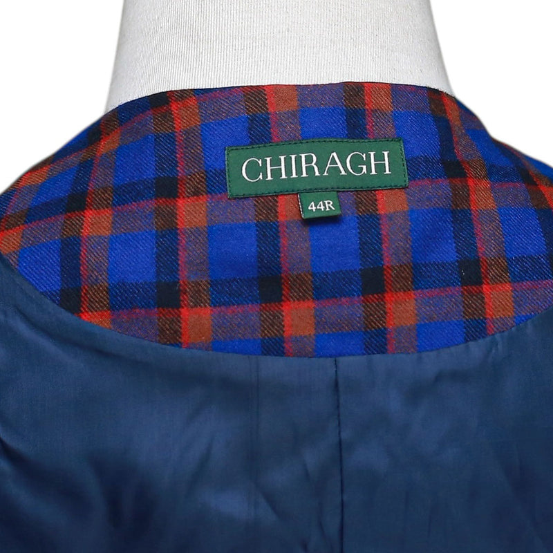 Mens Plaid Vest 44R Wool Blue Orange Waistcoat XL Formal Wedding Groom Party