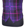 Mens Waistcoat Suit Vest 40R Purple Pink Blue Plaid Wool Formal Wedding Party